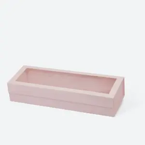 صندوق هدايا مغناطيسي F3 باللون الوردي العميق مع نافذة