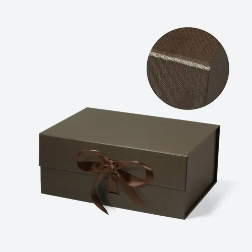 Coffret cadeau magnétique marron foncé A5 avec ruban