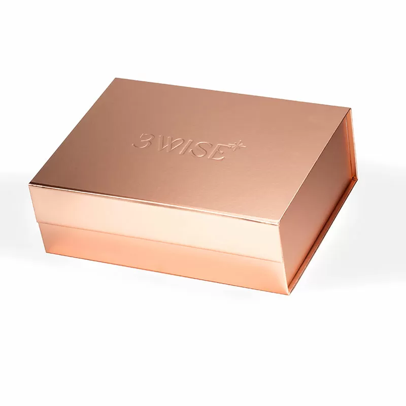 Medium Rose Gold Magnetic Gift Box with Ribbon - Geotobox