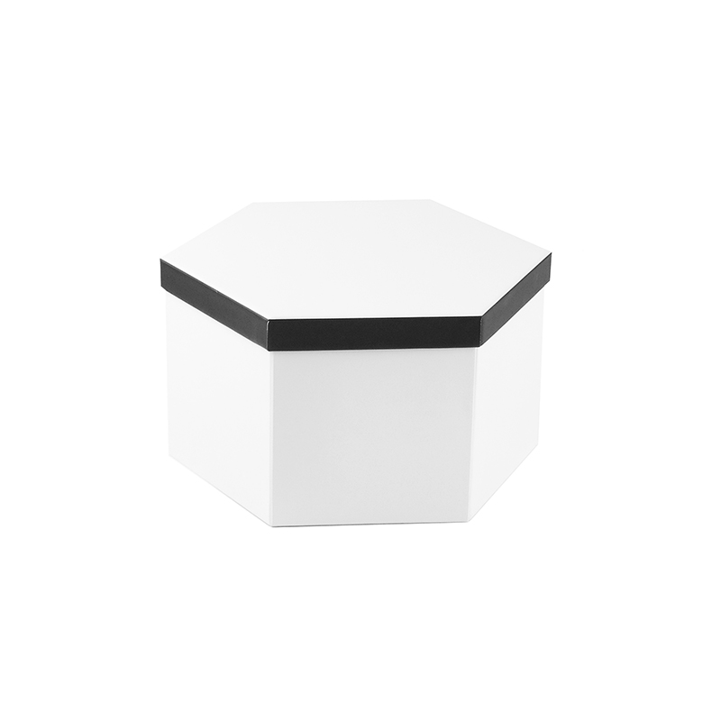 Hexagon white gift box with lid