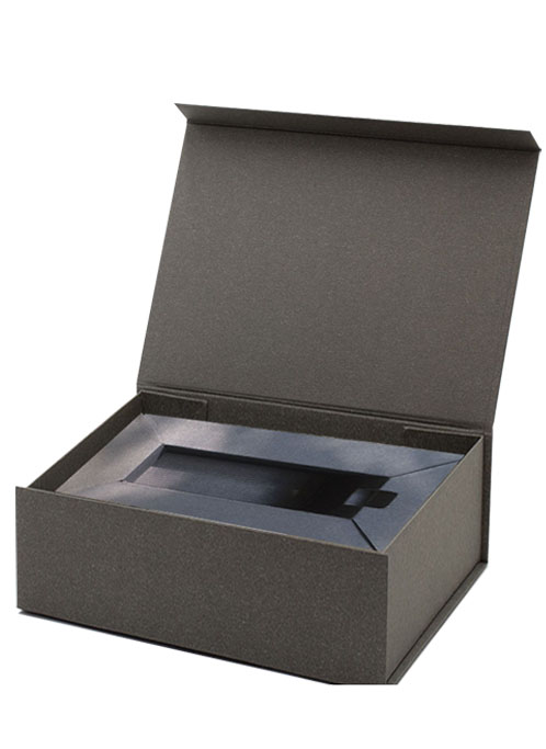 Custom grey foldable gift box with card insert