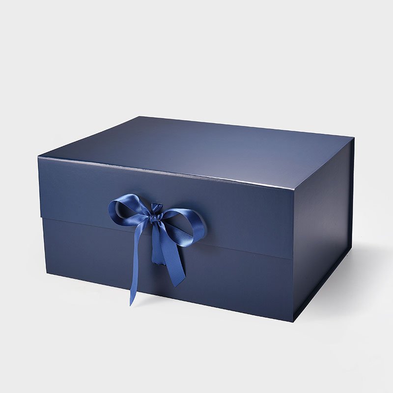 A3 Deep Navy Blue Magnetic Gift Box with Ribbon - Geotobox