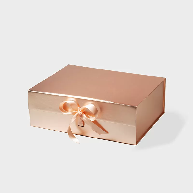 A4 Deep Rose Gold Magnetic Gift Box with Ribbon - Geotobox