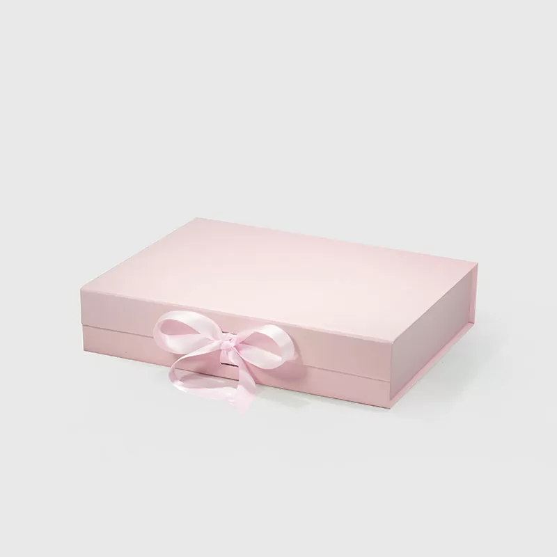 A4 Shallow Pink Magnetic Gift Box with Ribbon