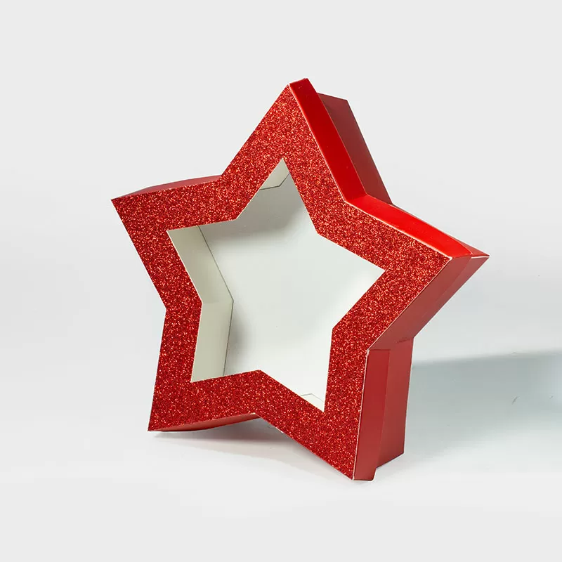 Red Star Shaped Gift Box with Window