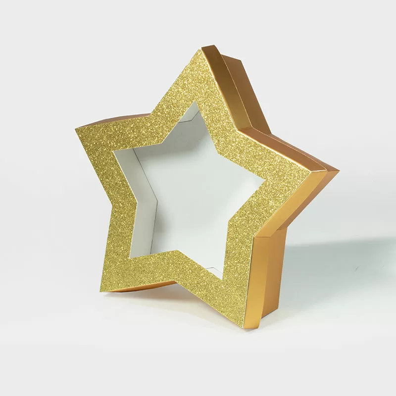 Golden Star Shaped Gift Box with Window