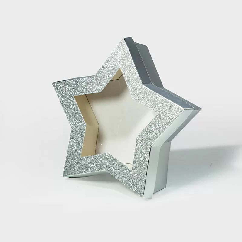Silver Star Shaped Gift Box with Window
