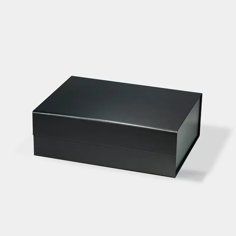 Custom Small Magnet Matte Cardboard Black Magnetic Gift Box With Ribbon