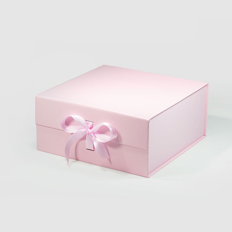 Pink A5 Square Gift Box with Clear Window and Ribbon - Geotobox
