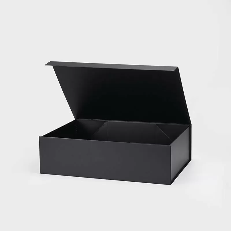 Wholesale Matte Black Cardboard Magnetic Gift Boxes, Custom Gold Stamping  logo A4 file gift box