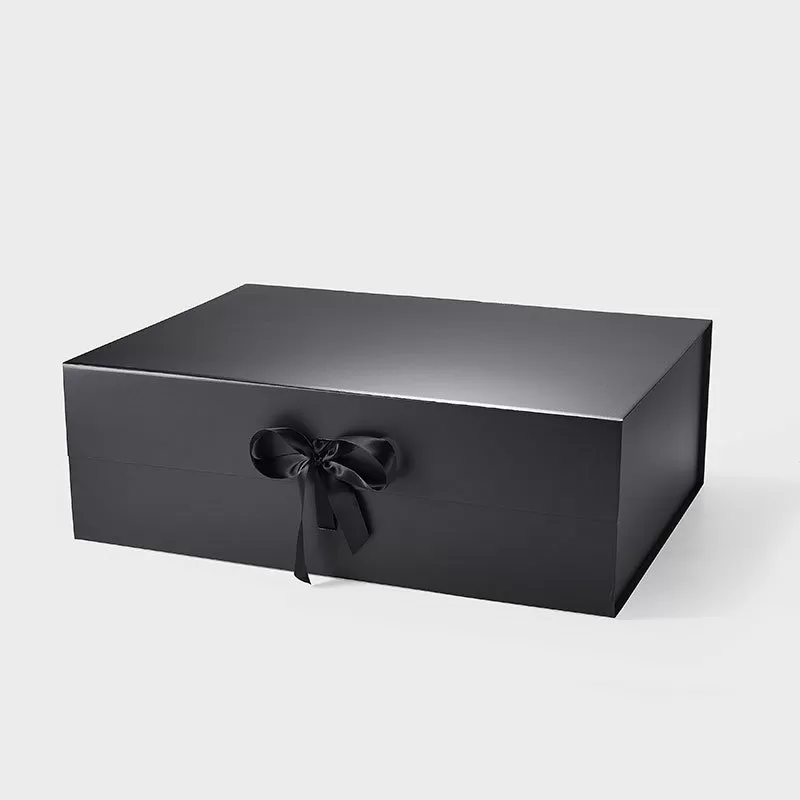 XXL Big Black Magnetic Gift Box with Ribbon - Geotobox