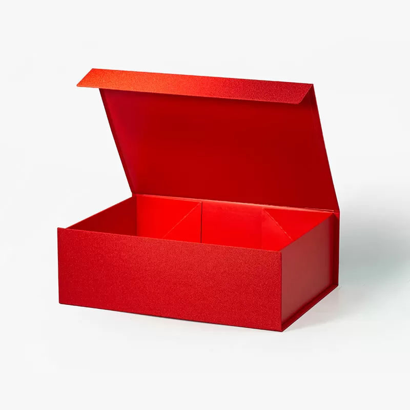 Medium Red Cloth Magnetic Closure Gift Box - Geotobox