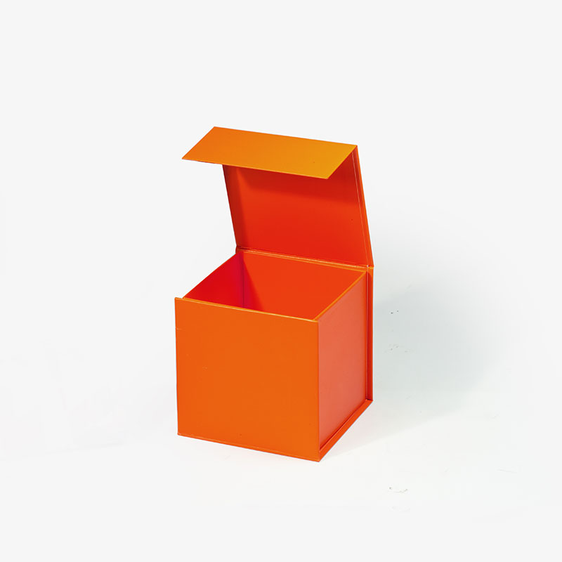 XS Cube Orange Magnetic Gift Box with Ribbon - Geotobox