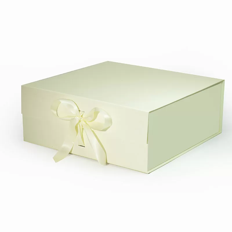 Large Square Ivory Magnetic Gift Box with Ribbon