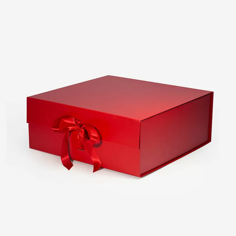 Large Square Red Magnetic Gift Box with Ribbon