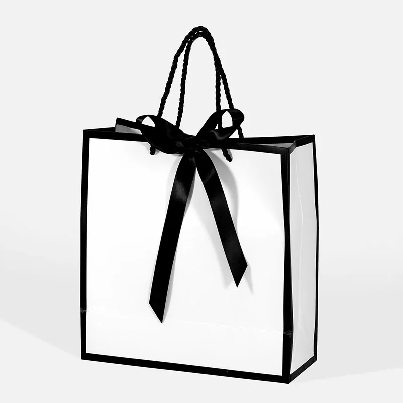 A5 White Paper Gift Bag with Black Border - Geotobox