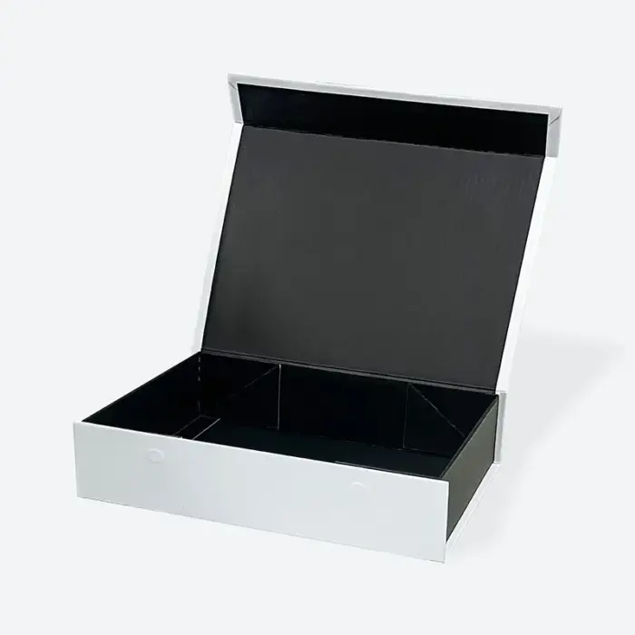 A6 Shallow White with Black Border Magnetic Gift Box - Geotobox