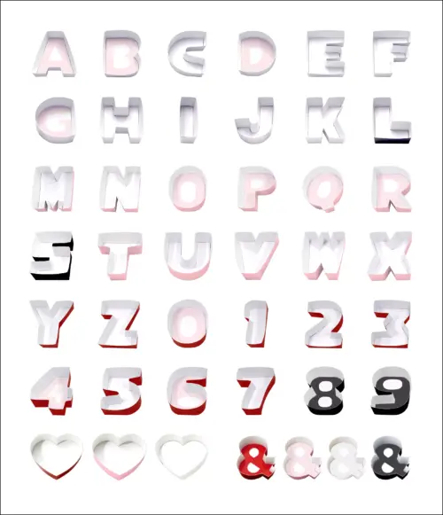 Letters, Numbers, Characters for Letter Shaped Gift Box