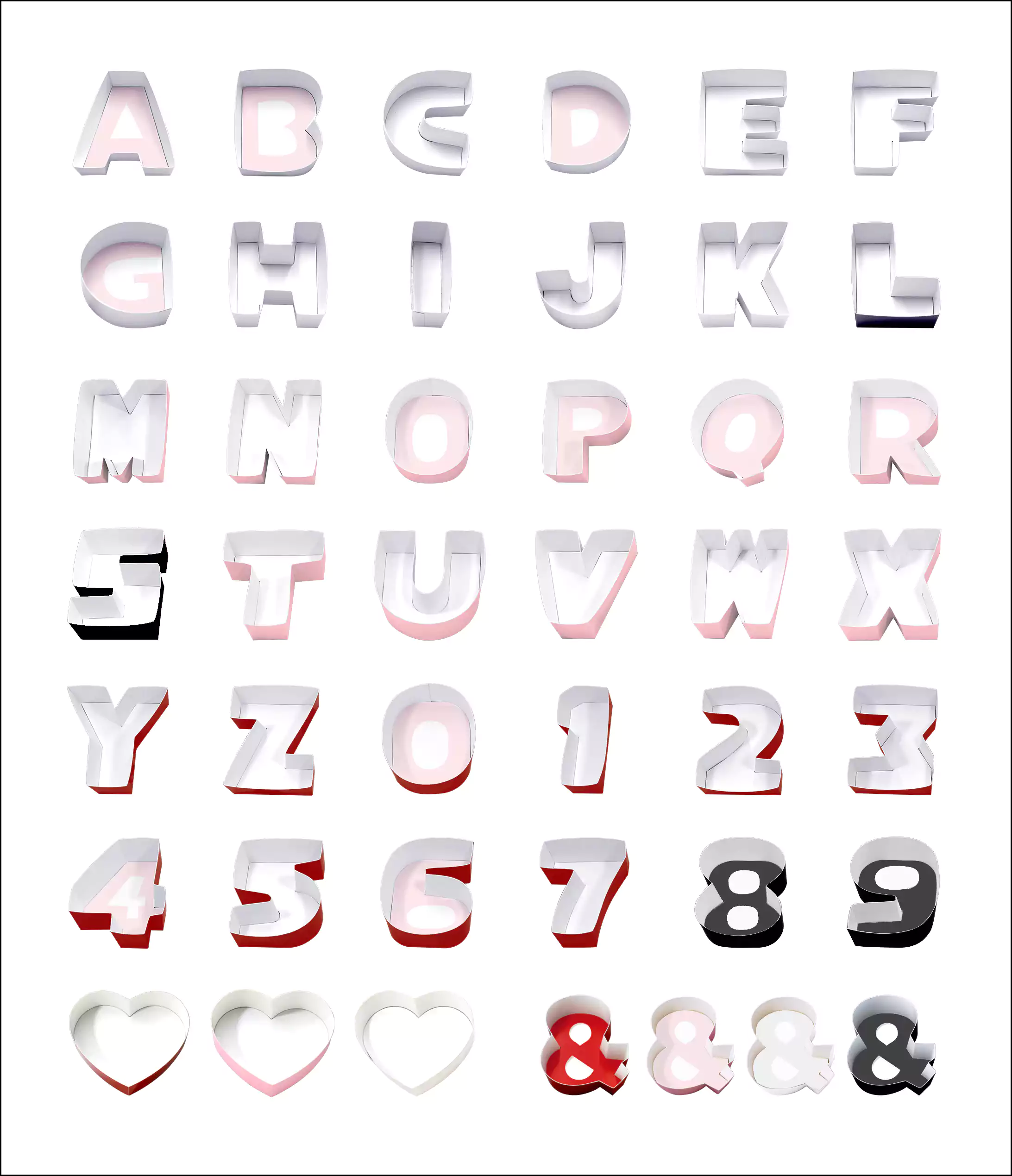 Letters, Numbers, Characters for Letter Shaped Gift Box - Geotobox
