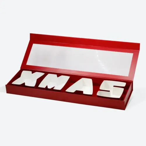 XMAS F4 Red Clear Window Fillable Letter Shaped Gift Box