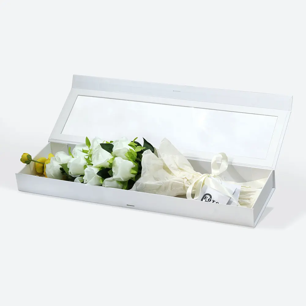 F4 White Magnetic Gift Box with Window