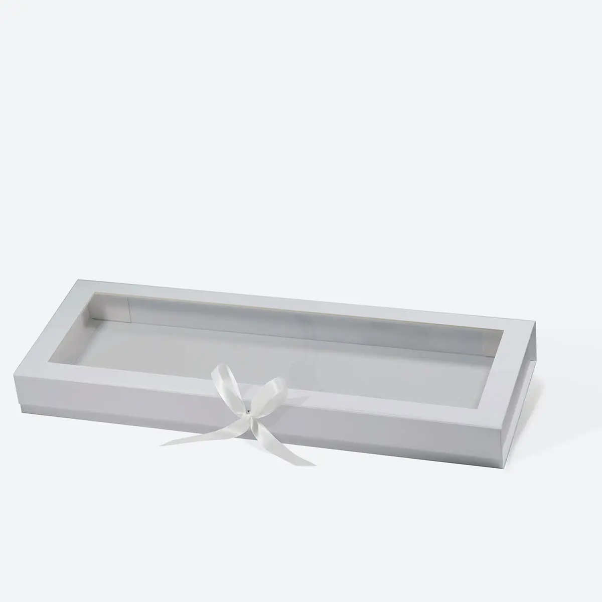 F3 White Magnetic Gift Box with Window and Ribbon