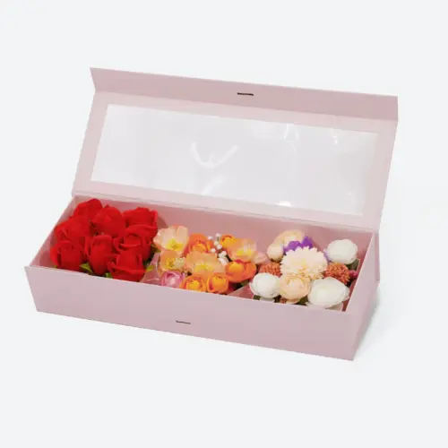 F3 Deep MOM Pink Flower Gift Box with Ribbon and Window