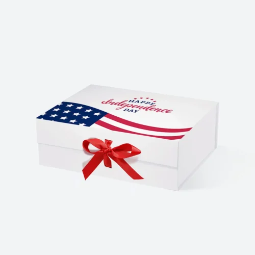 A4 Deep White Digital Printing Independence Day Gift Box with Ribbon