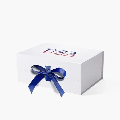 A5 Deep White Digital Printing Independence Day Gift Box with Ribbon